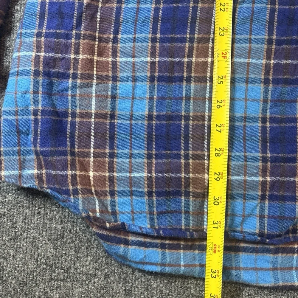 LL Bean Shirt Mens 3XL XXXL Blue Flannel 100% Cotton Long Sleeve Traditional Fit